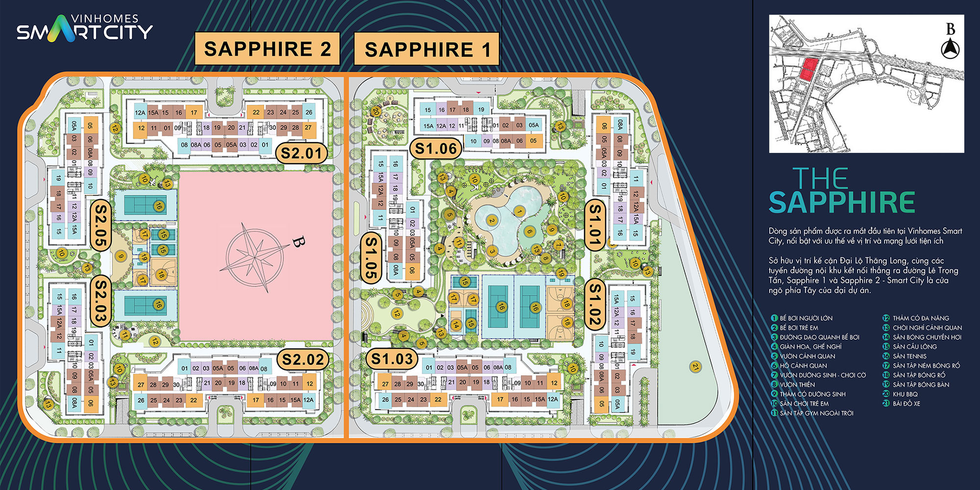 Mặt bằng phân khu The Sapphire 1, The Sapphire 2 Vinhomes Smart City mat-bang-phan-khu-the-sapphire-1-the-sapphire-2-vinhomes-smart-city