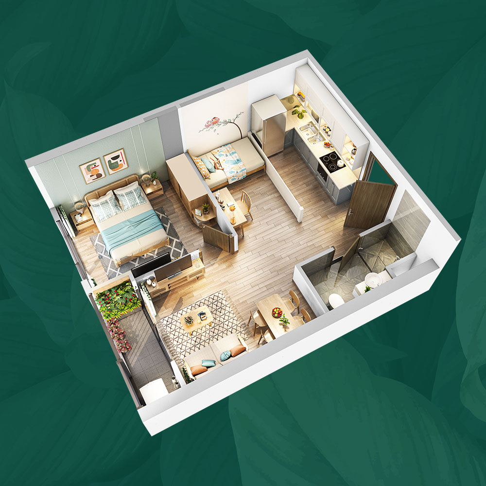 Mặt bằng căn hộ 1PN+1 P1 Vinhomes Ocean Park mat-bang-can-ho-1pn1-p1-vinhomes-ocean-park