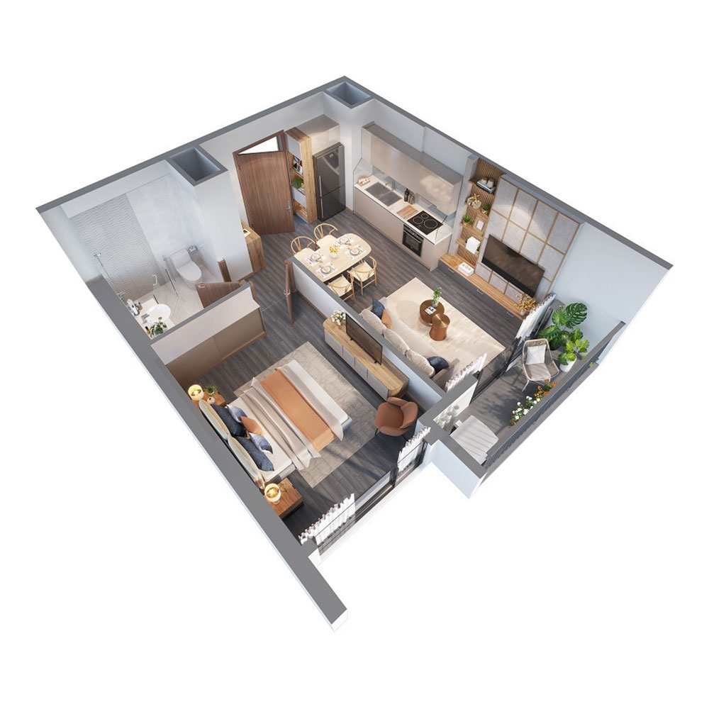 Mặt bằng căn hộ 1PN R1.01 Vinhomes Ocean Park mat-bang-can-ho-1pn-r101-vinhomes-ocean-park