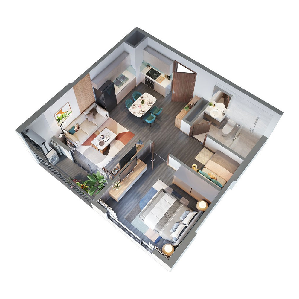 Mặt bằng căn hộ 1PN+1 R1.01 Vinhomes Ocean Park mat-bang-can-ho-1pn1-r101-vinhomes-ocean-park