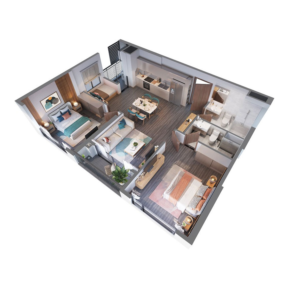 Mặt bằng căn hộ 2Pn+1 R1.01 Vinhomes Ocean Park mat-bang-can-ho-2pn1-r101-vinhomes-ocean-park