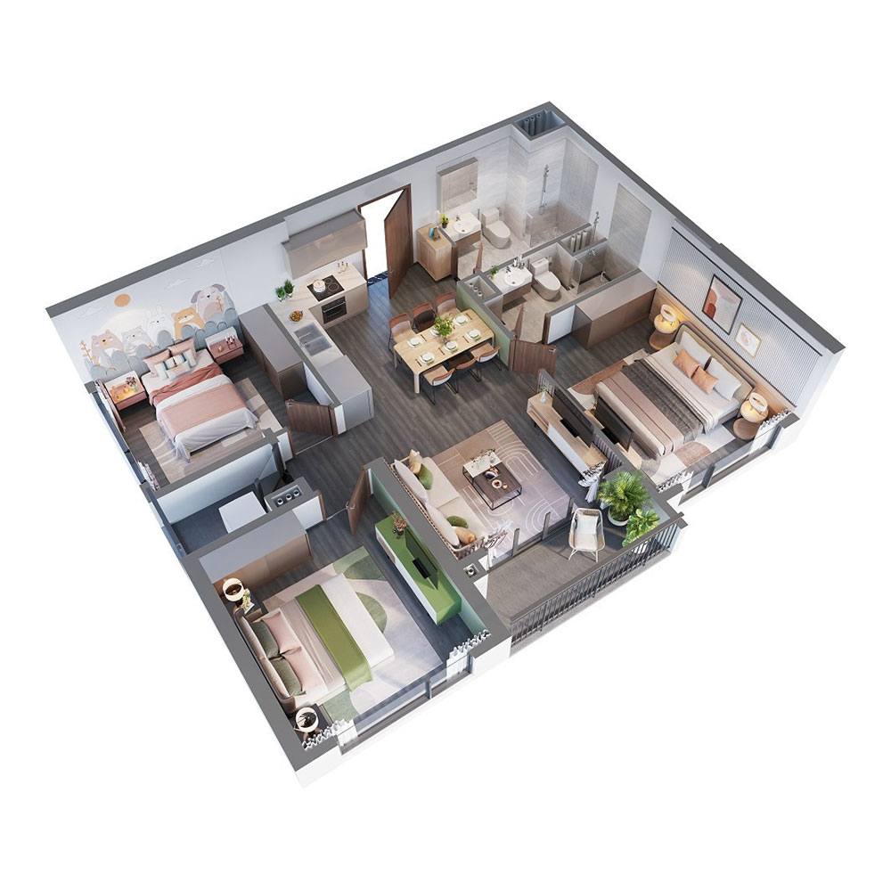 Mặt bằng căn hộ 3PN R1.01 Vinhomes Ocean Park mat-bang-can-ho-3pn-r101-vinhomes-ocean-park