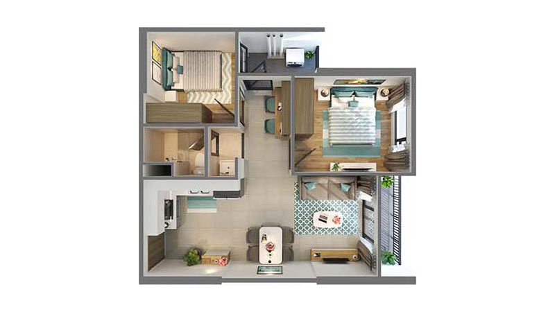 Mặt bằng căn hộ 2PN+1 The Sapphire Vinhomes Ocean Park mat-bang-can-ho-2pn1-the-sapphire-vinhomes-ocean-park