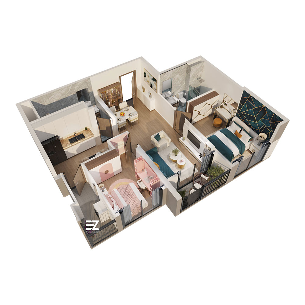 Mặt bằng căn hộ 2PN ZR1 Vinhomes Ocean Park mat-bang-can-ho-2pn-zr1-vinhomes-ocean-park