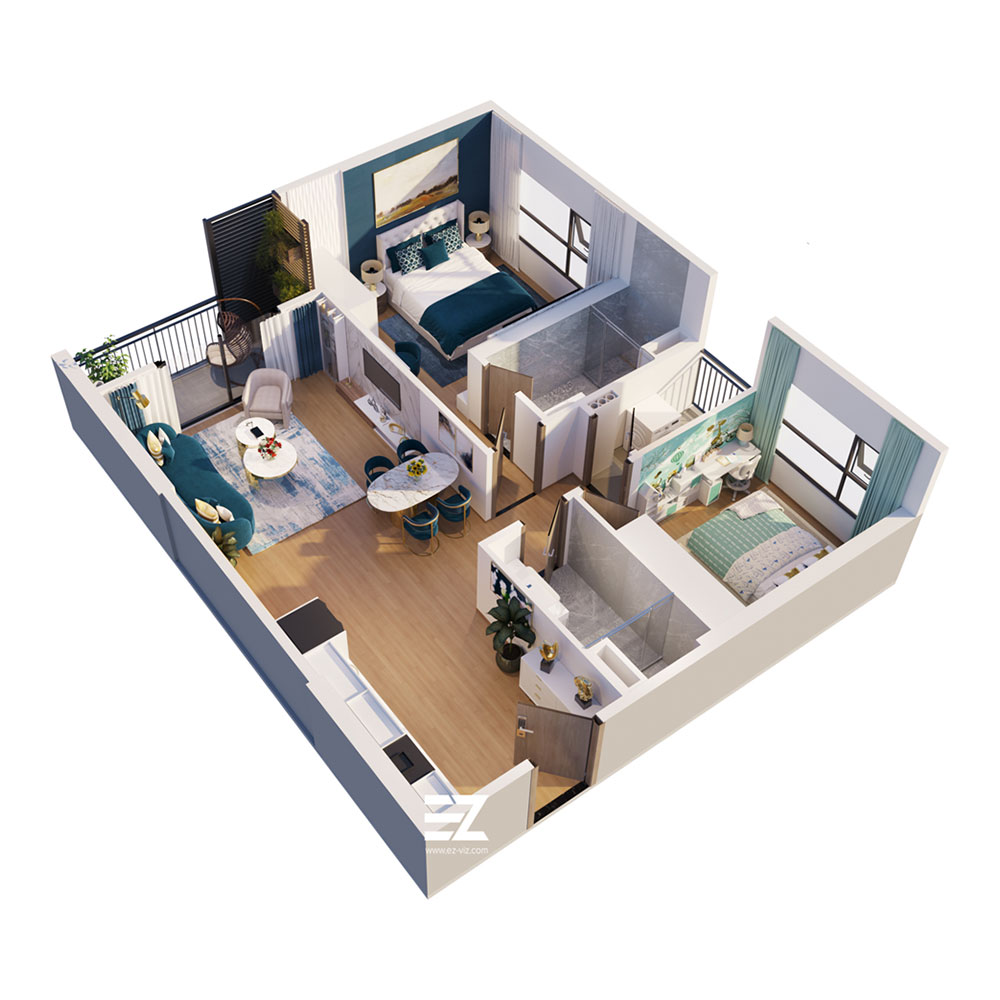 Mặt bằng căn hộ 2PN ZR1 Vinhomes Ocean Park mat-bang-can-ho-2pn-zr1-vinhomes-ocean-park