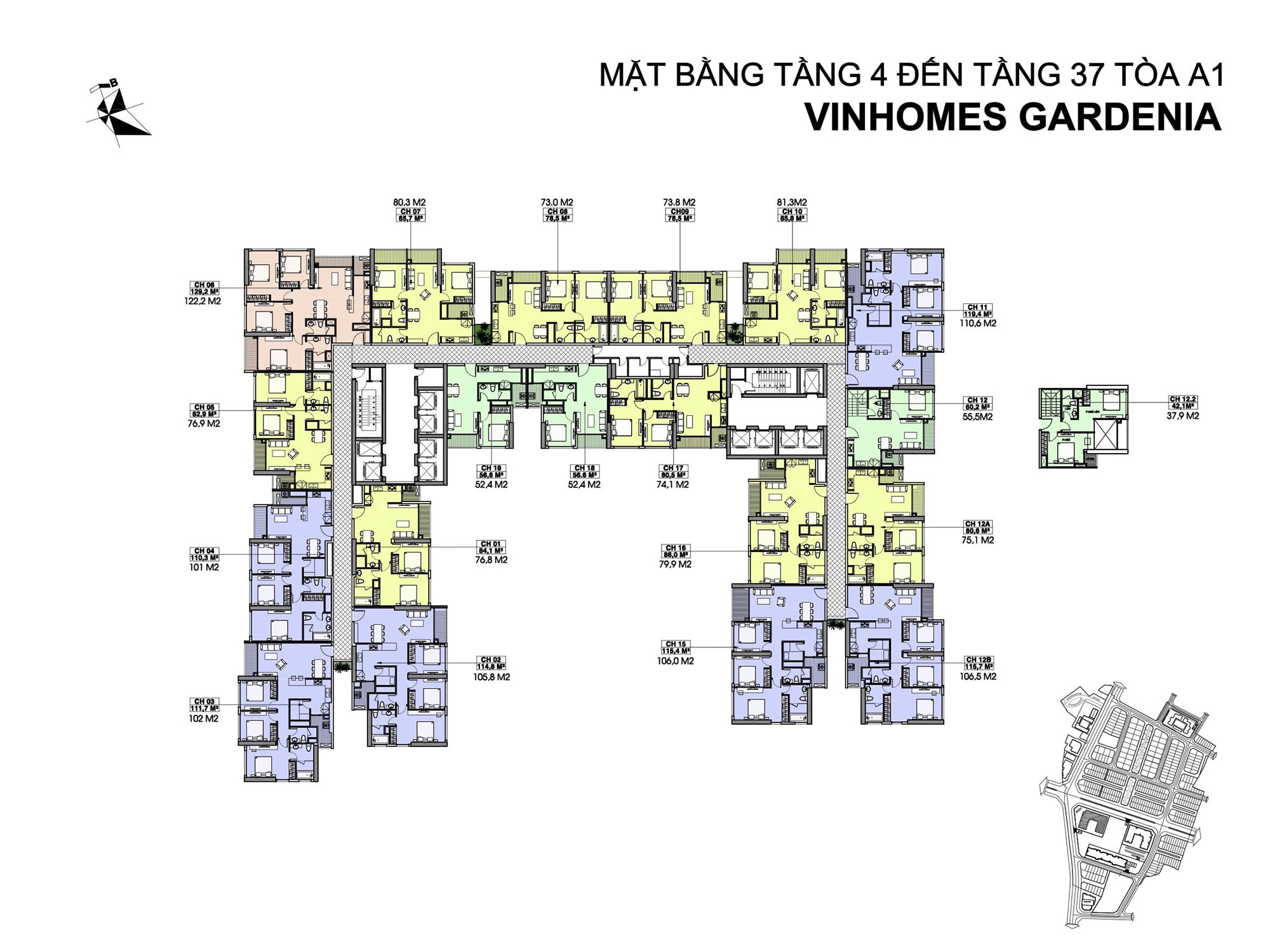 Mặt bằng tòa A1 Vinhomes Gardenia mat-bang-toa-a1-vinhomes-gardenia