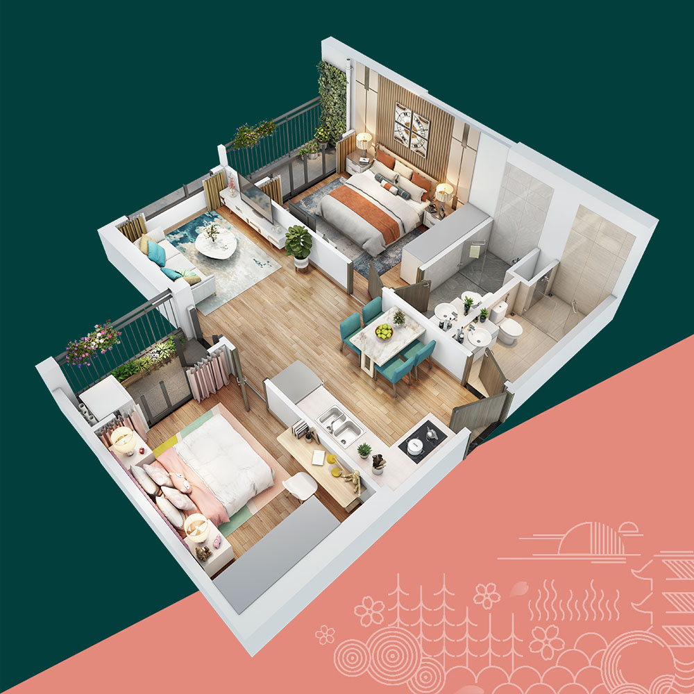 Mặt bằng căn hộ 2PN SA5 Vinhomes Smart City mat-bang-can-ho-2pn-sa5-vinhomes-smart-city