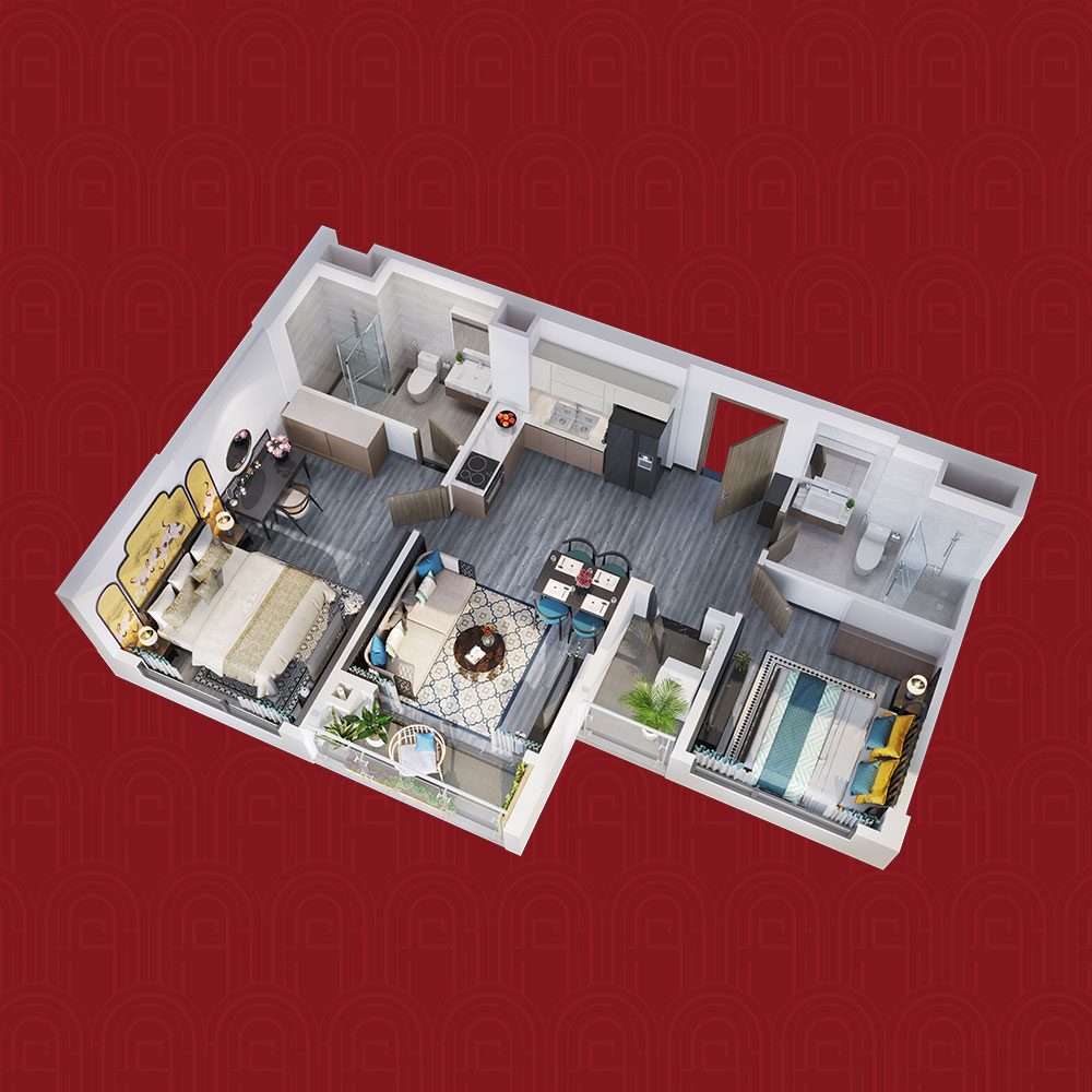 Mặt bằng căn hộ 2PN TK1 Vinhomes Smart City mat-bang-can-ho-2pn-tk1-vinhomes-smart-city