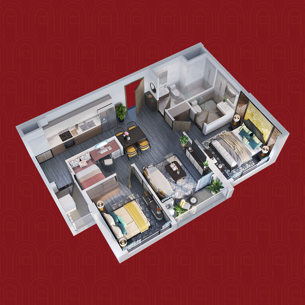 Mặt bằng căn hộ 2PN+1 TK1 Vinhomes Smart City mat-bang-can-ho-2pn1-tk1-vinhomes-smart-city