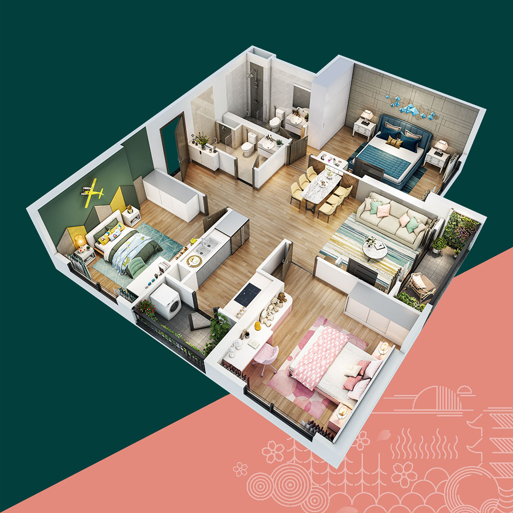 Mặt bằng căn hộ 3PN SA5 Vinhomes Smart City mat-bang-can-ho-3pn-sa5-vinhomes-smart-city