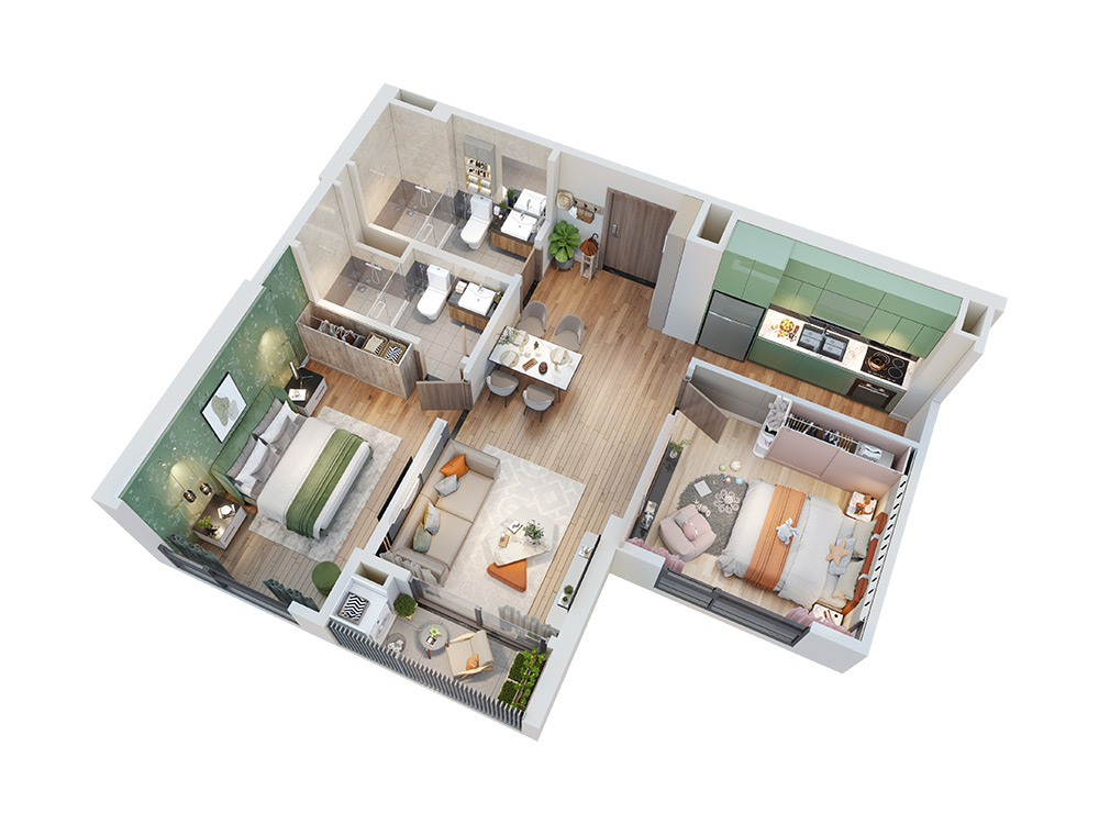 Mặt bằng căn hộ 2PN TC1 Vinhomes Smart City mat-bang-can-ho-2pn-tc1-vinhomes-smart-city