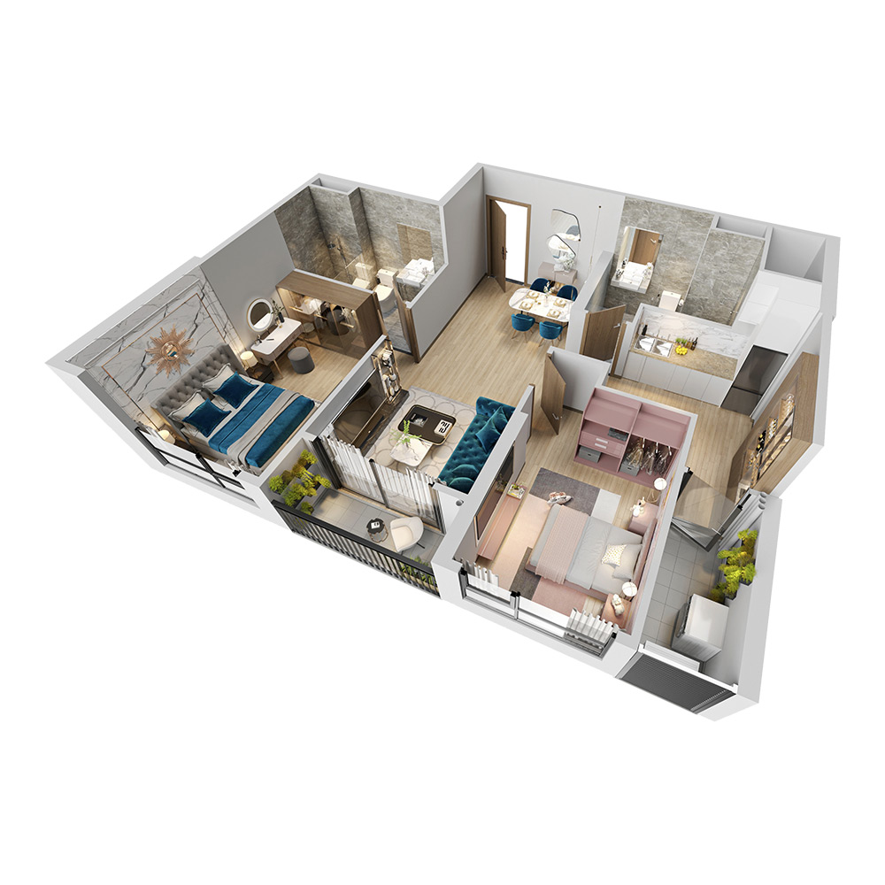 Mặt bằng căn hộ 2PN ZR2 Vinhomes Ocean Park mat-bang-can-ho-2pn-zr2-vinhomes-ocean-park