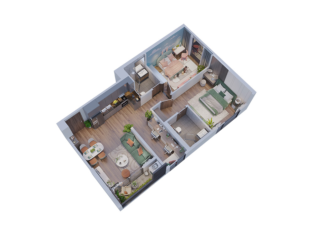 Mặt bằng căn hộ 2PN+1 TC1 Vinhomes Smart City mat-bang-can-ho-2pn1-tc1-vinhomes-smart-city