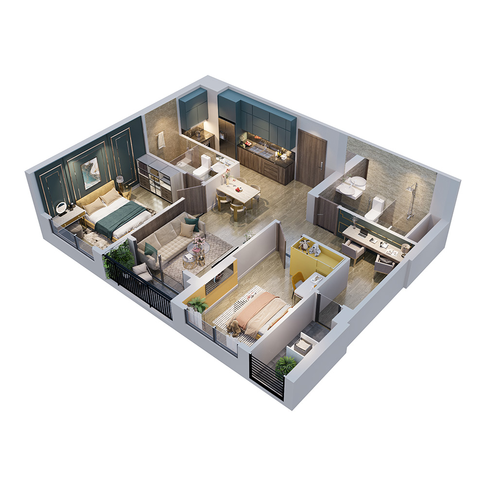 Mặt bằng căn hộ 2PN+1 BE2 Vinhomes Ocean Park mat-bang-can-ho-2pn1-be2-vinhomes-ocean-park